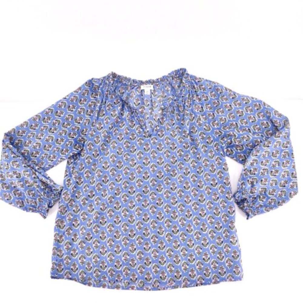 JCrew Cotton Artist Floral Print Long Sleeve Top Style No.  BO751Size XS